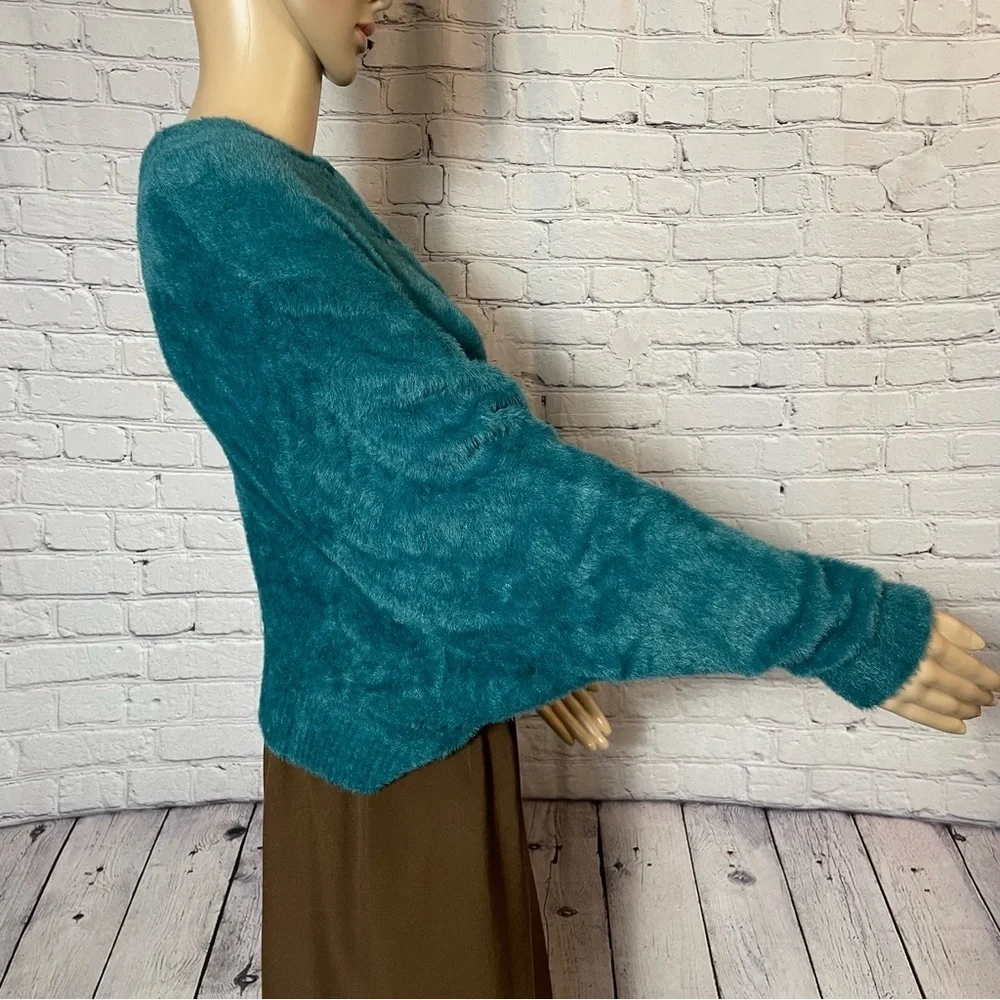 New Free People FP One Wyatt Teal Long Sleeve Sweater Size XS